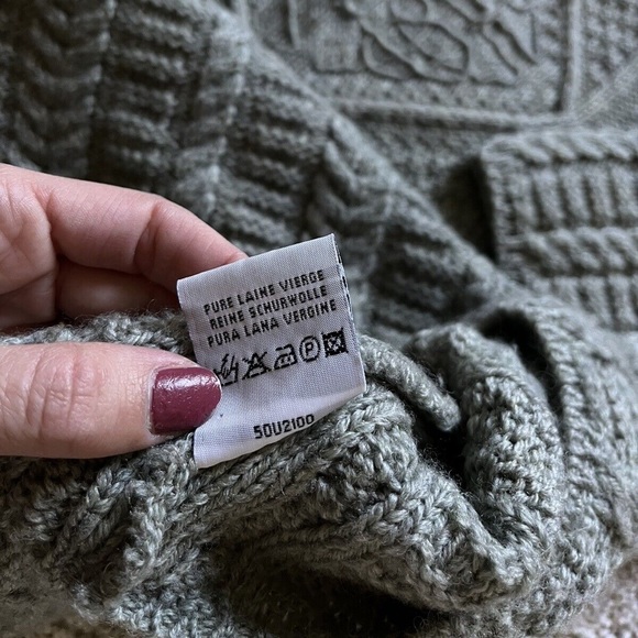 Vintage Thomas Keeling Chunky Knit Wool Fisherman Sweater Green Women’s Size S/M - Picture 6 of 10